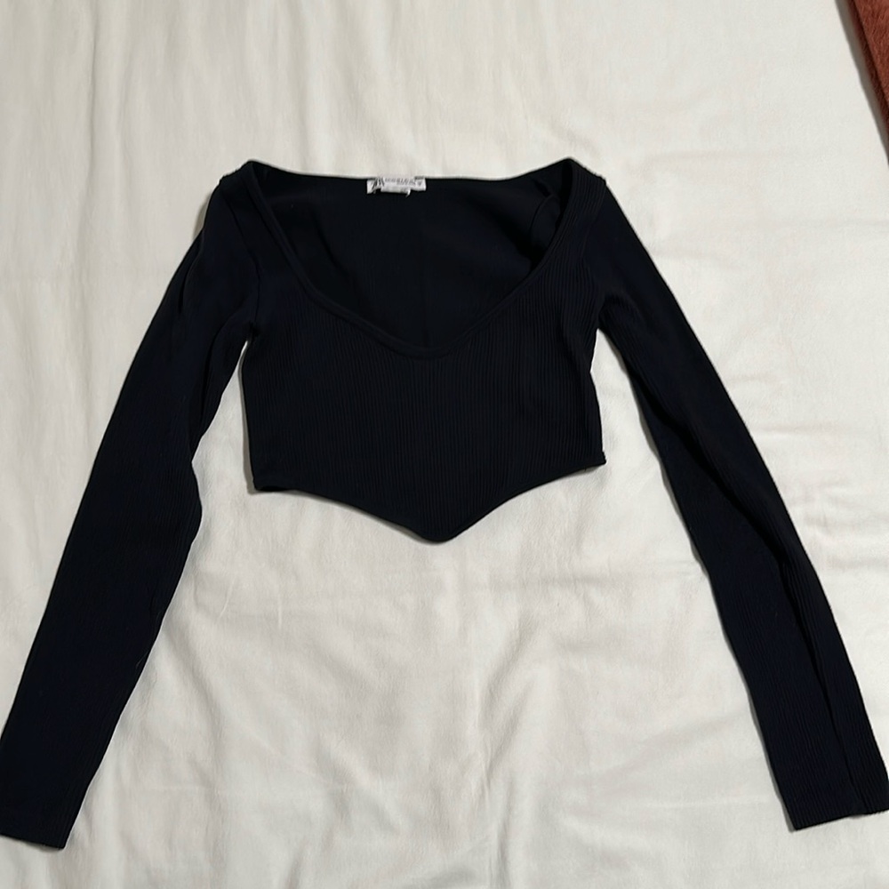 Zara Black Bodycon Longsleeve Tee Size S